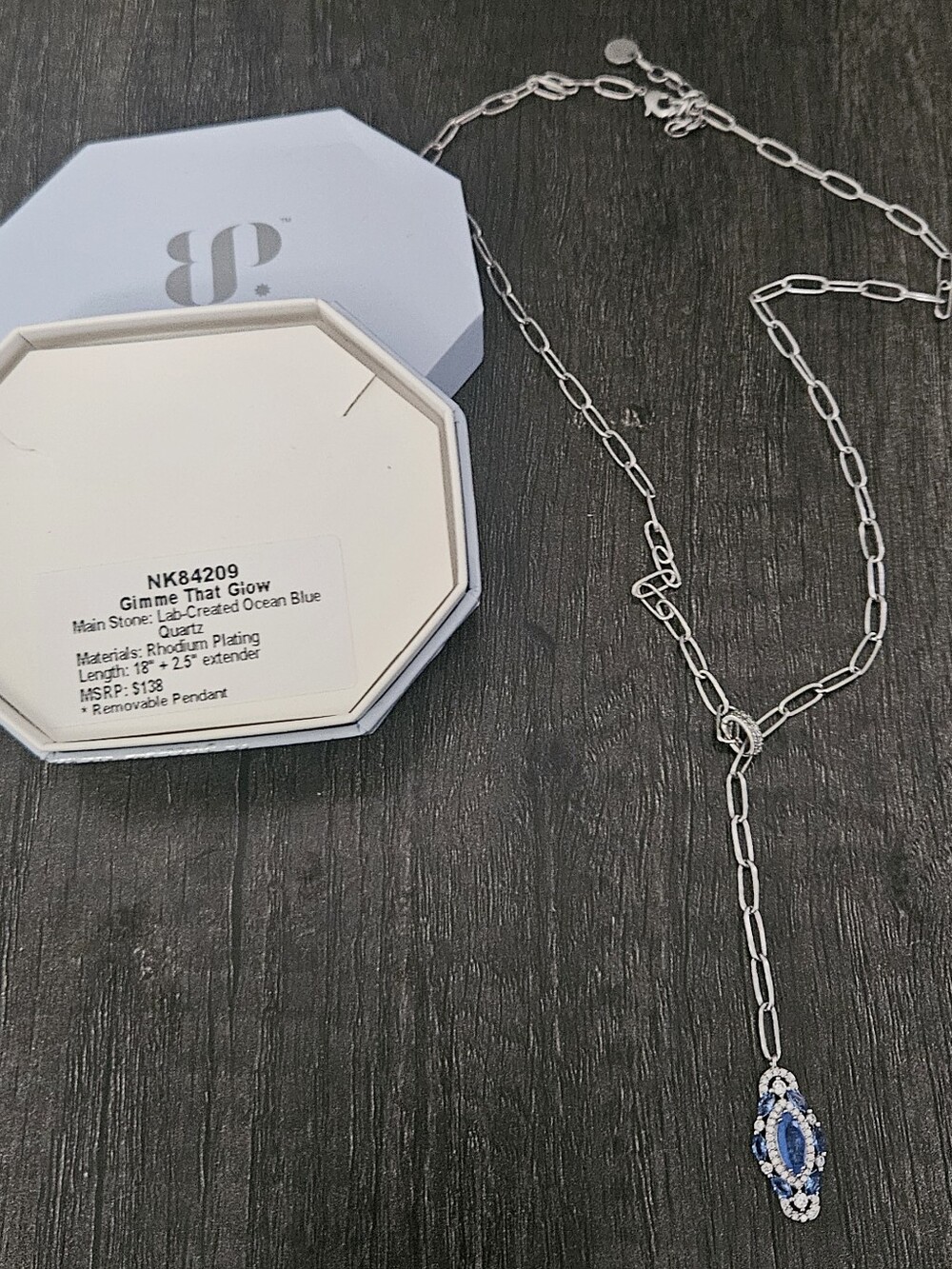 Bomb Party Original Necklace  Gimme That Glow Blue Crystal Necklace